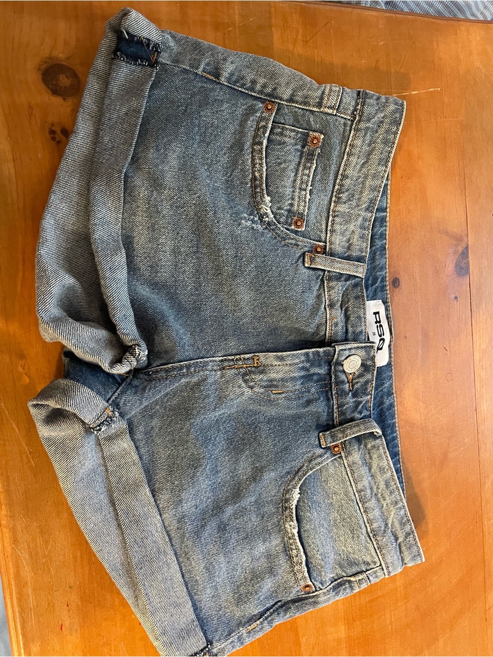 RSQ Women's Light Blue Rolled-Hem Denim Shorts